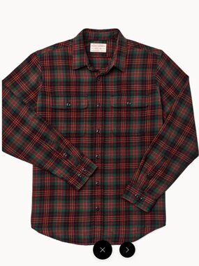 Filson Men's Scout Plaid Button Down Shirt Pine Copper Plaid Sz XS